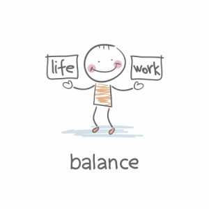 New Year - New You Cartoon with man balancing life and work